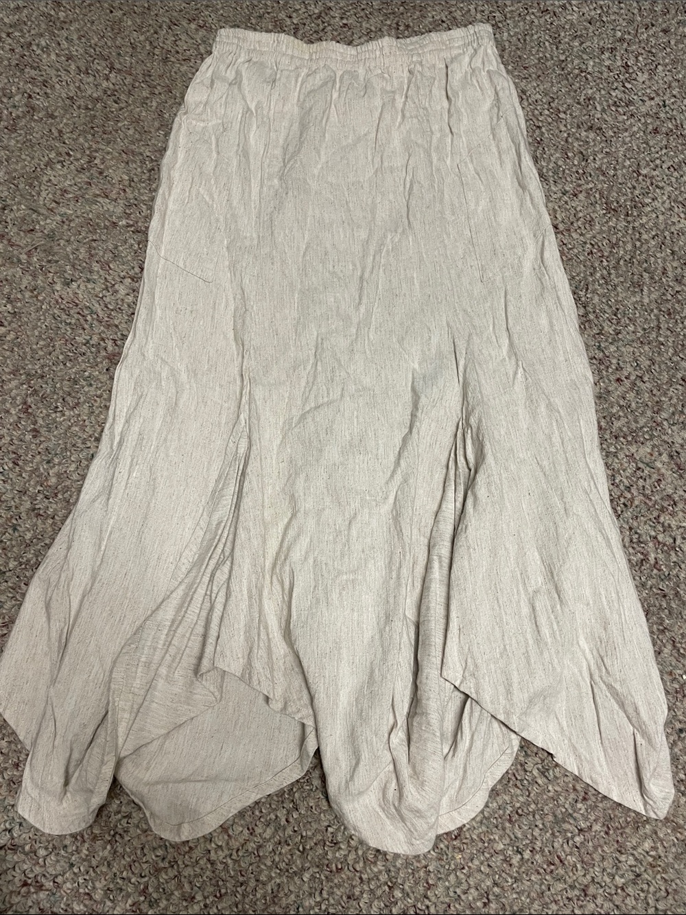 Kaliyana linen asymmetrical hem midi skirt with pockets